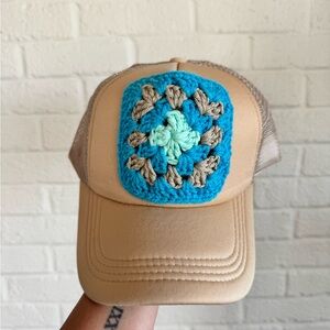 Handcrafted Crochet Patch Tan Cap